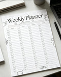 Cute minimalist weekly planner template sheet with clean time schedule columns